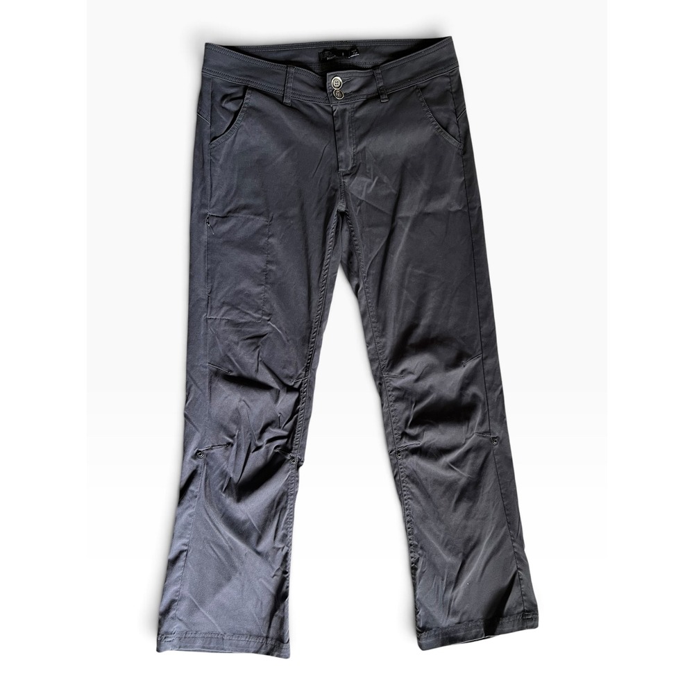 Prana Halle Hiking Pants Womens Size 8 Charcoal Gray Roll Up Stretch Zion Pant